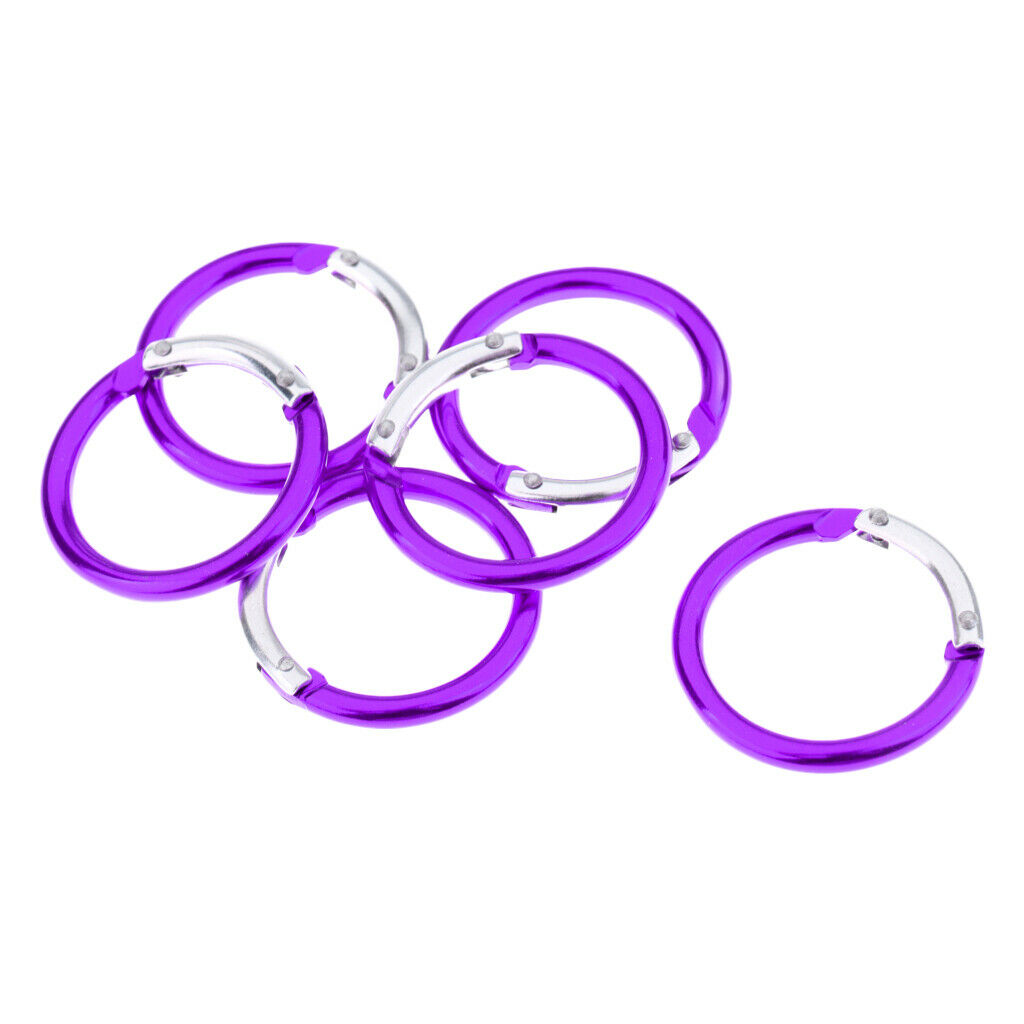 6x Circle Round Carabiner Camp Spring Snap Clip Hook Keychain Camping Purple
