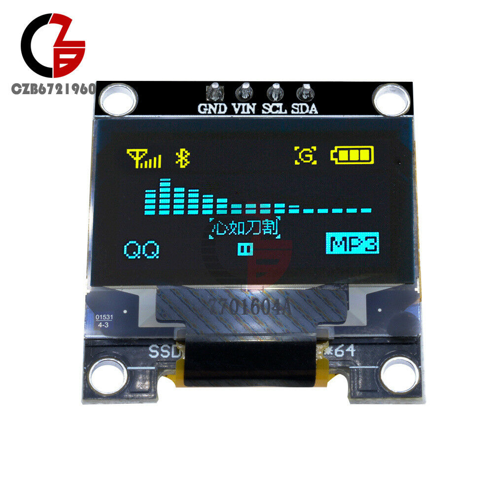 Yellow&Blue 0.96" I2C IIC 128x64 OLED Serial LCD LED Display Module for Arduino
