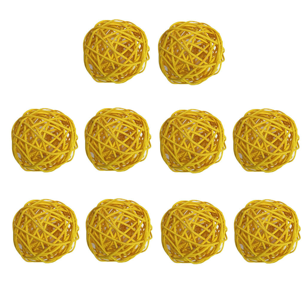 10pcs 5cm Rattan Wicker Balls Christmas Wedding Table Florist Decor Yellow