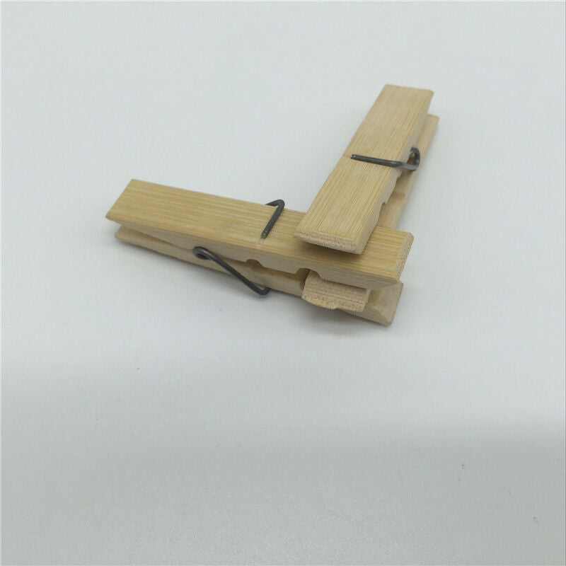 20 Pcs Bamboo Clothespins Laundry Clothes Pins Large Spring Regular Size Nice