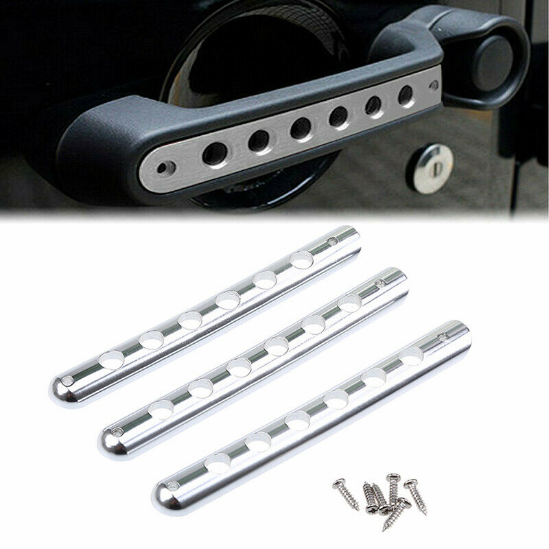 Fit JEEP Wrangler 2007-2017 3PC Door Handle Insert Cover Grab Tailgate Bar Bezel