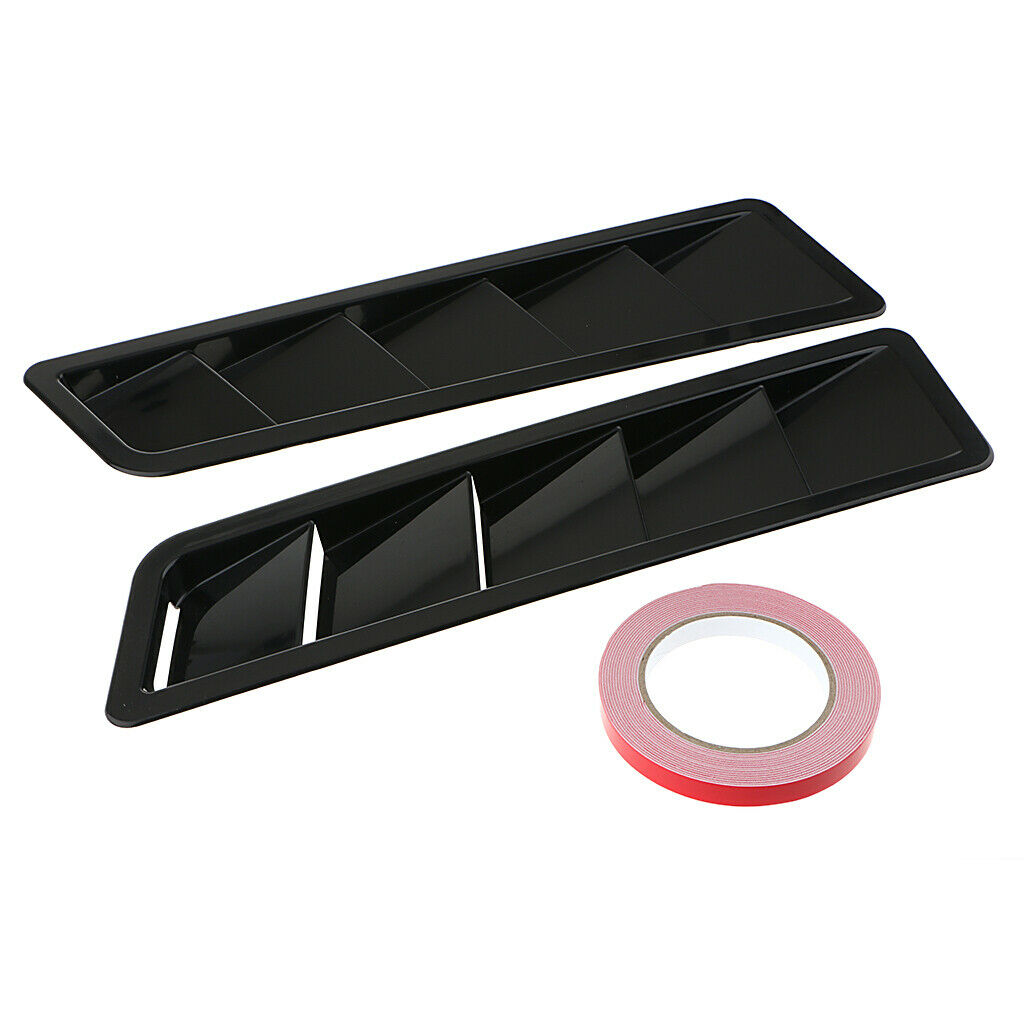 2x Universal Bonnet Bonnet Ventilation Grille Cooling Plate Trim Matt Black Abs
