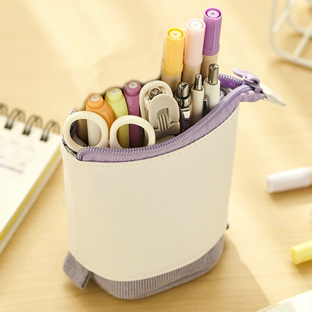 5pcs Stand up Pencil Telescopic Holder Case Stationery Case Makeup Bag