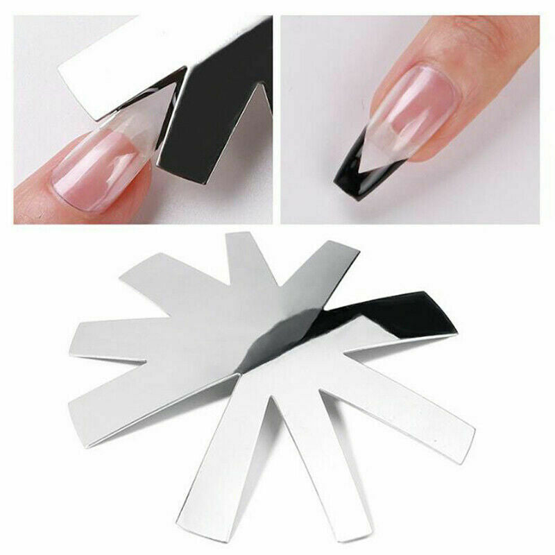 9 Sizes French Cut V-Shape Tips Manicure Edge Trimmer Shaped Line Tools Nail_ FG
