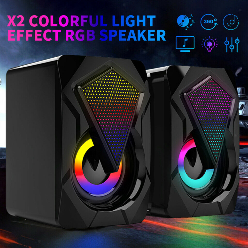Gaming rgb-lighted 2.0 channel computer speaker for pc laptop usb
