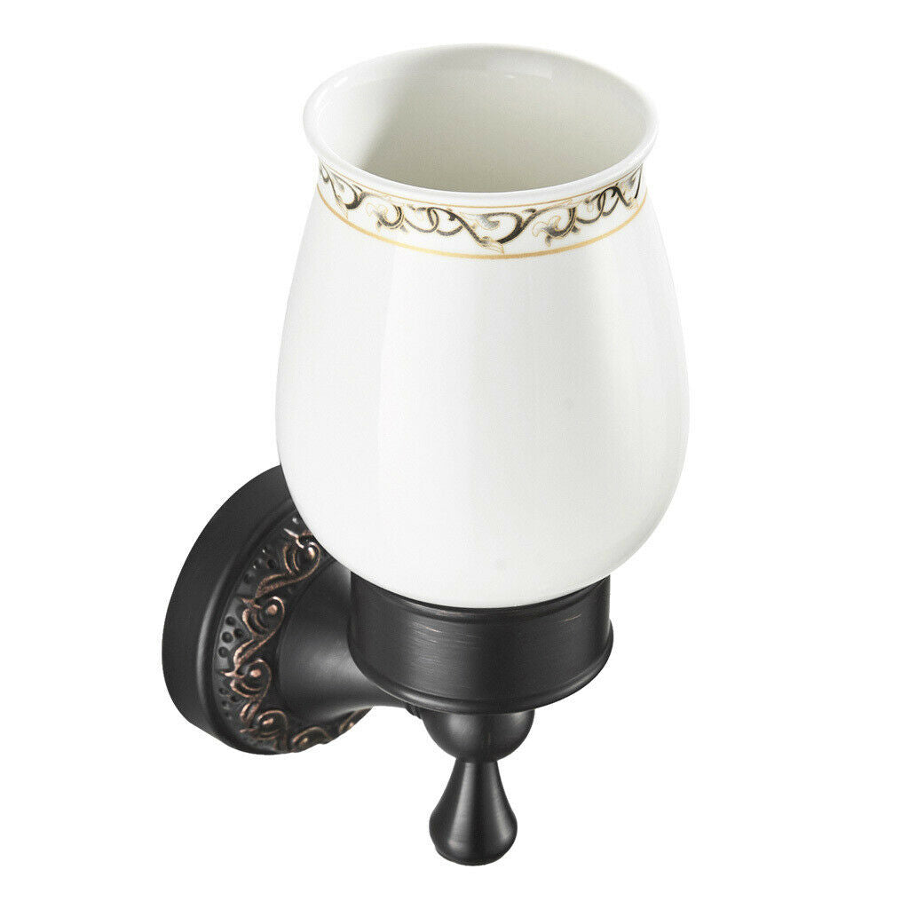 Toothbrush Holder Tidy Tumbler For Bathroom Kitchen, Made Of Brass & Ceramic
