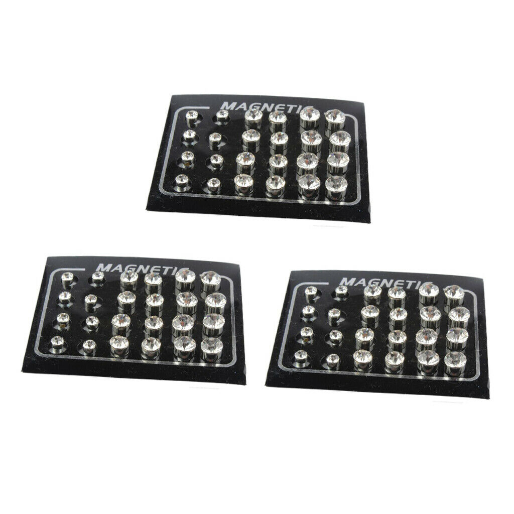 36 Pairs Crystal Ear Studs Magnet Earrings No Pierced Jewelry Men Women