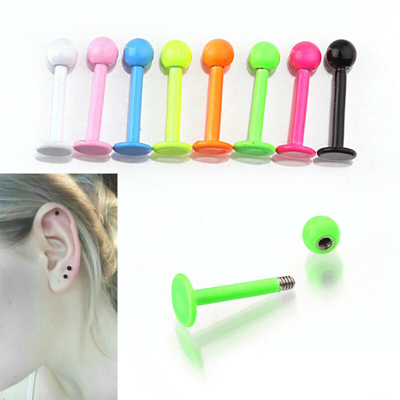 8Pcs Stainless Steel Lip Rings Tongue Nail Cartilage Ear Stud Piercings J.l8