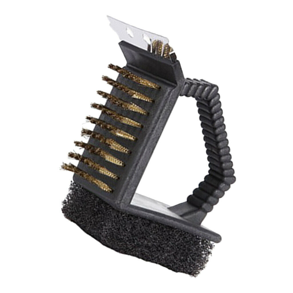 3-In-1 Barbecue BBQ Brush Tool Cleaning Brush Camping Grill Cleaner Scourer