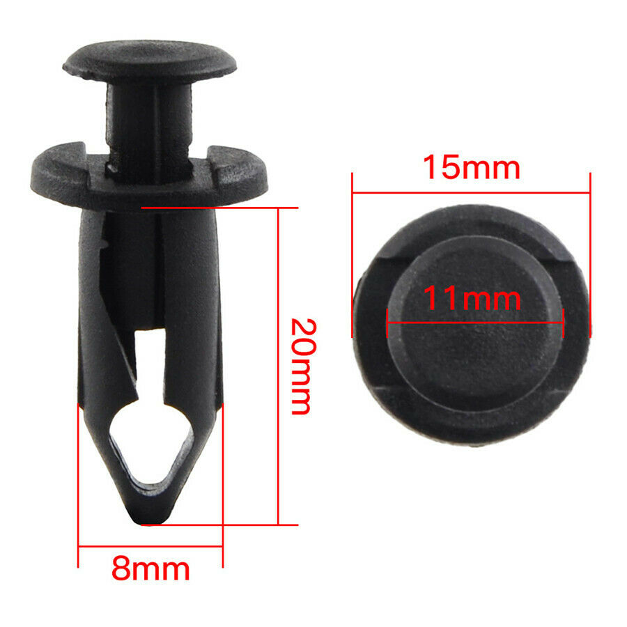 100pcs 8mm Plastic Fastener Rivets ATV UTV SSV Body Bumper Fender Clips