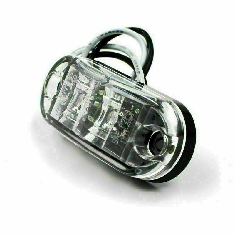 30x 24V 2 Led Light Oval Clearance Trailer Car Truck Side Marker Tail Lamp White
