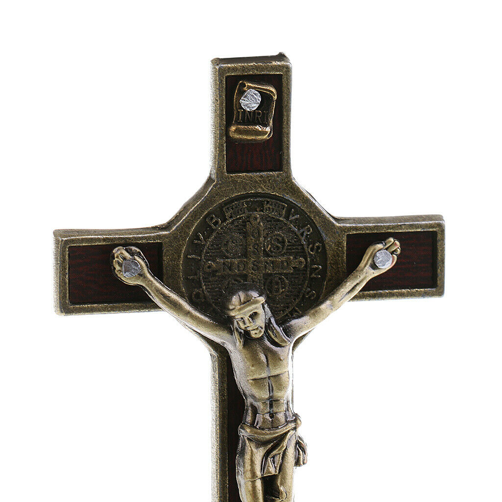 2Pcs Alloy Crucifix Jesus Christ Statue Church Desktop Decorative Accessory