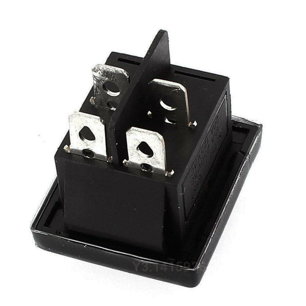 Waterproof Rocker Boat Switch AC 250V/15A 125V/20A Red Light DPST ON-OFF 4Pin