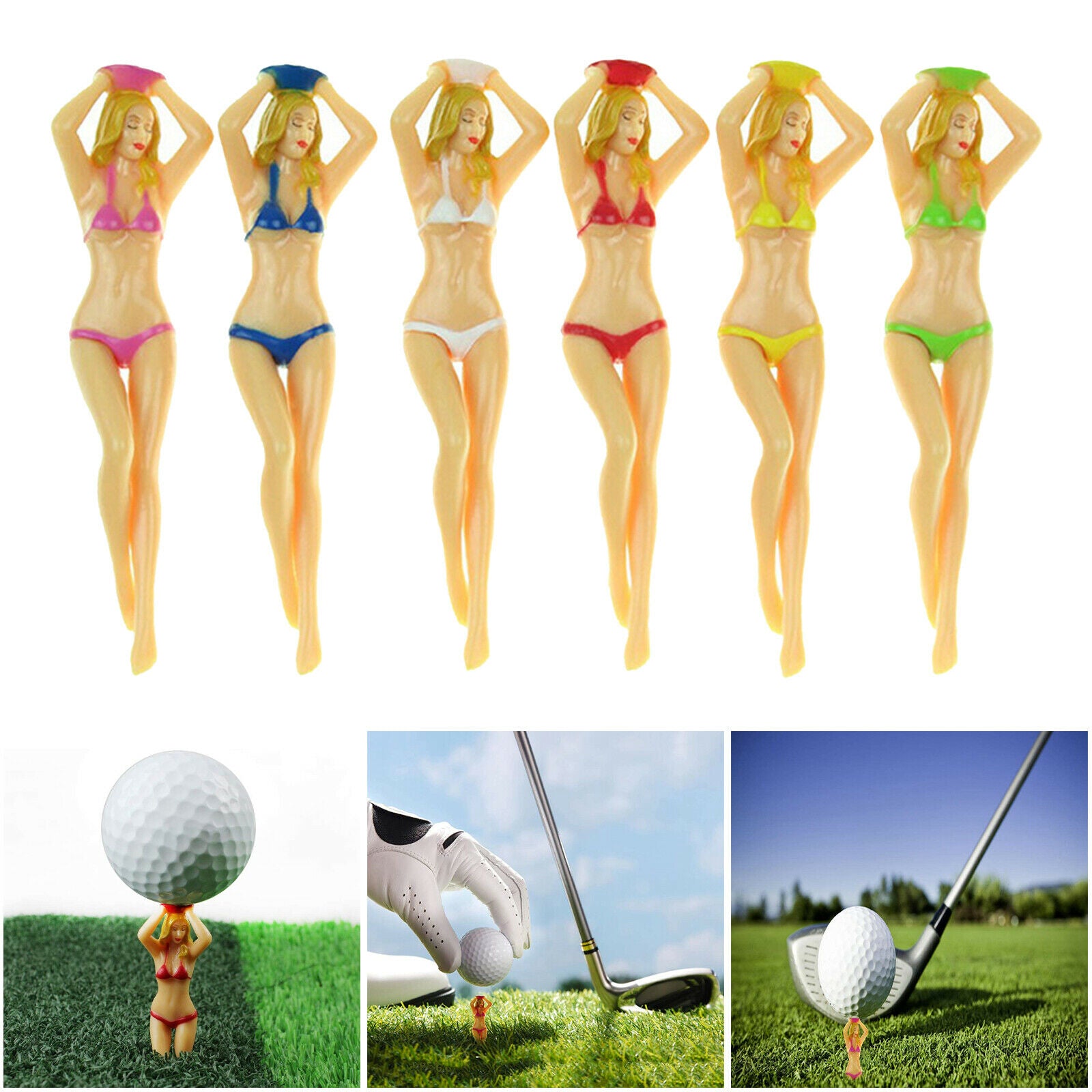 6x Plastic Bikini Hot Lady Womens Sexy Body Golf Tees Durable Training Tool