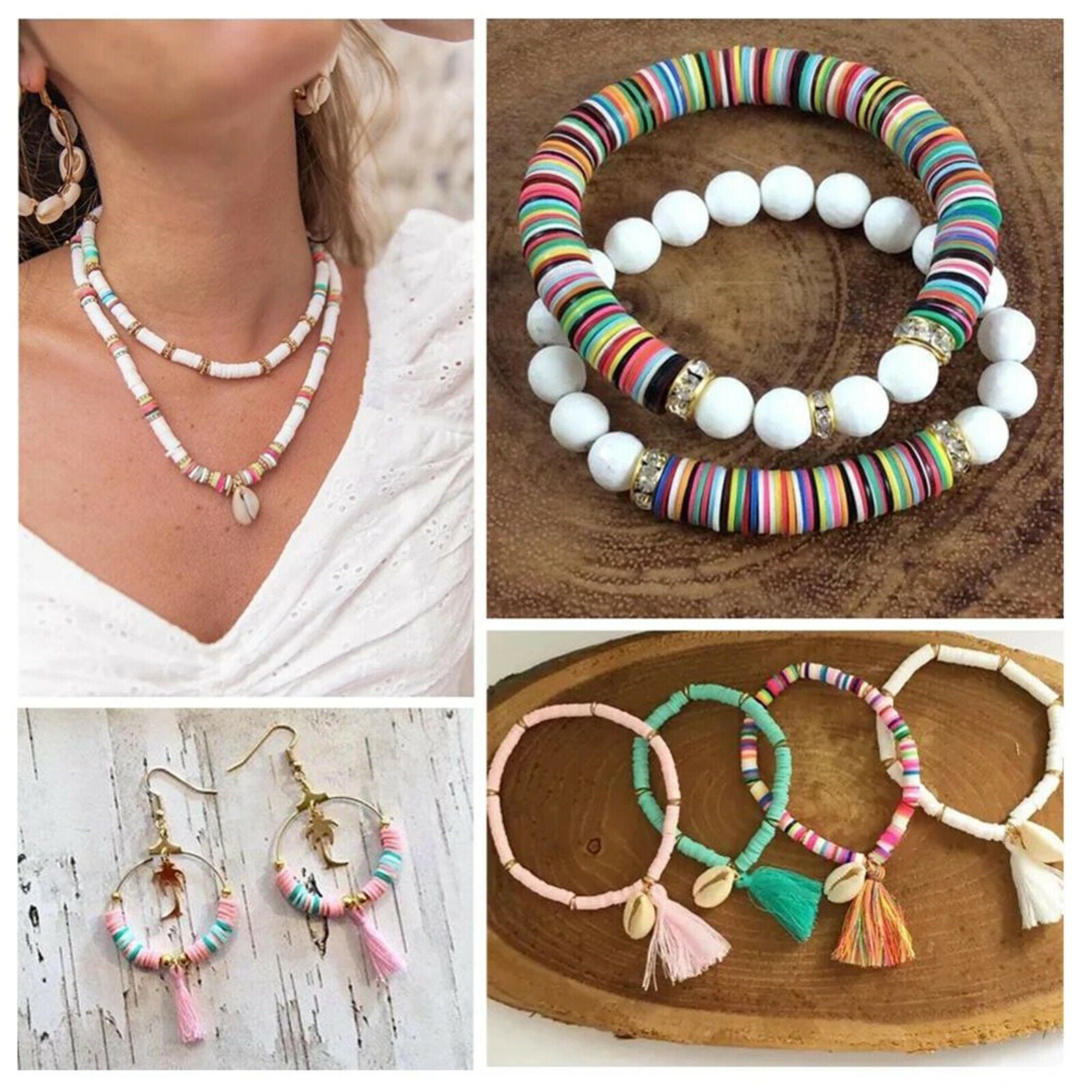 4800x Round Polymer Clay Beads Disc Beads DIY Jewelry Bracelet Sewing Craft