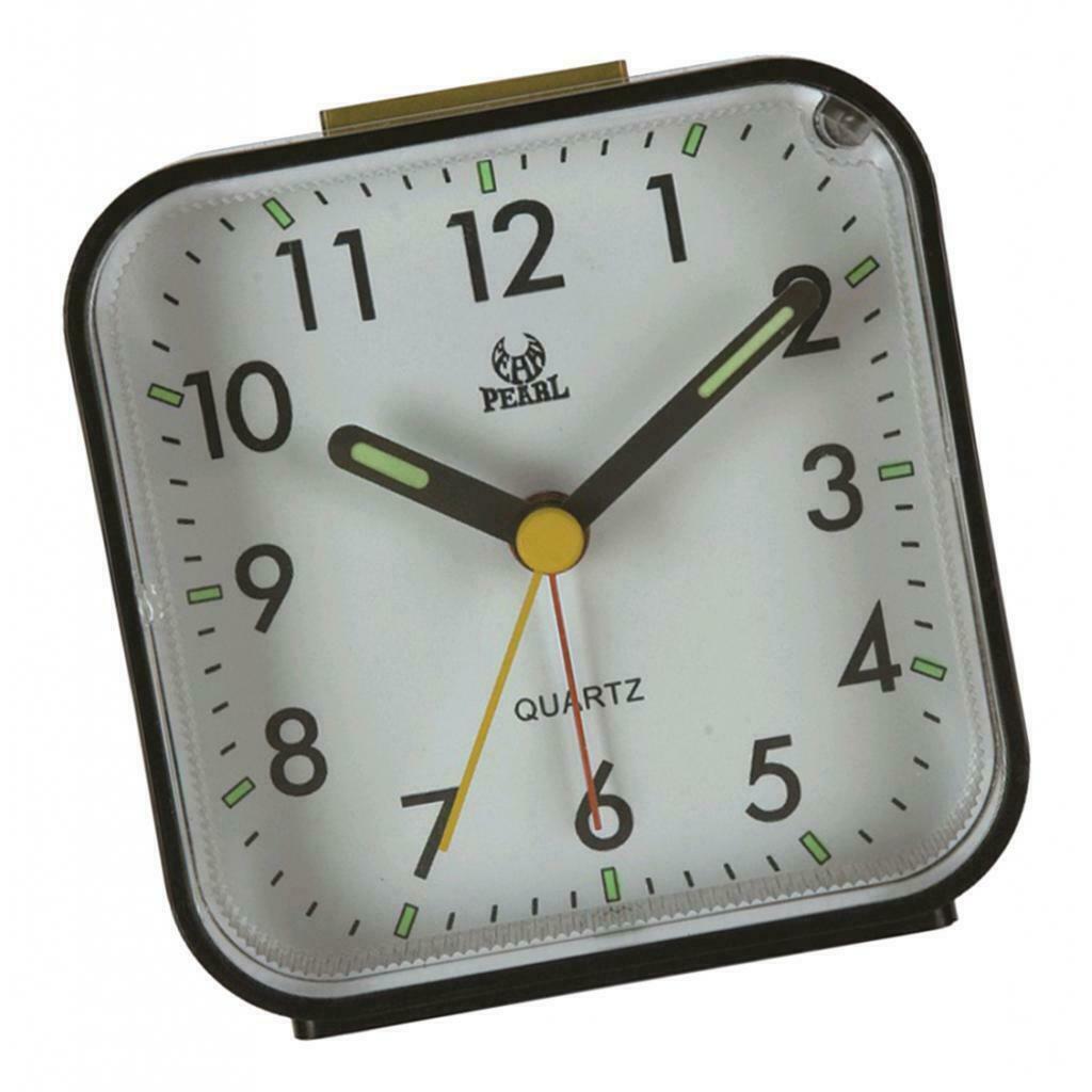 2Pcs Travel Alarm Clock Non-ticking Bedside Quartz Clock w/Night Light