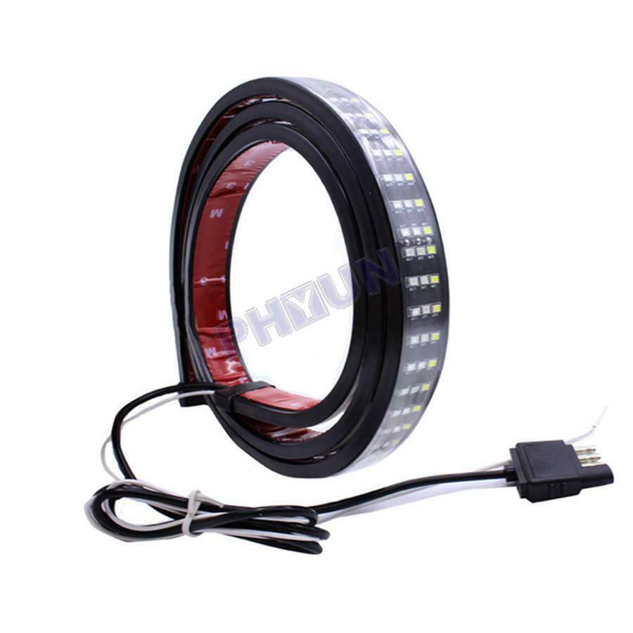 48" Triple Row LED Tailgate Light Bar Flowing Turn Signal Brake For Truck Pickup