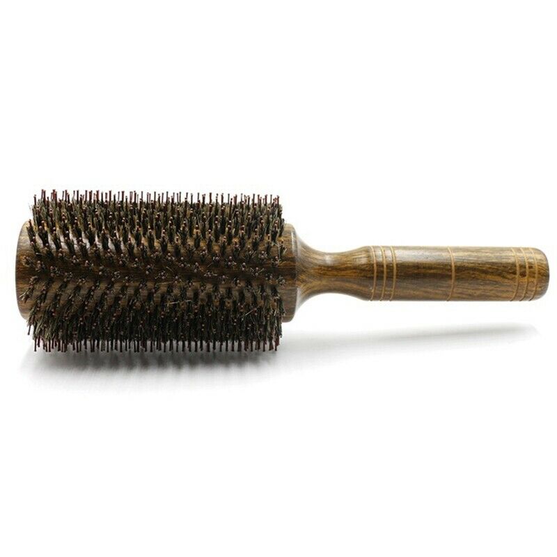 Wild Boar Bristle Wooden Round Brush Long Hair Styling Comb Curly and StraigZ3P2