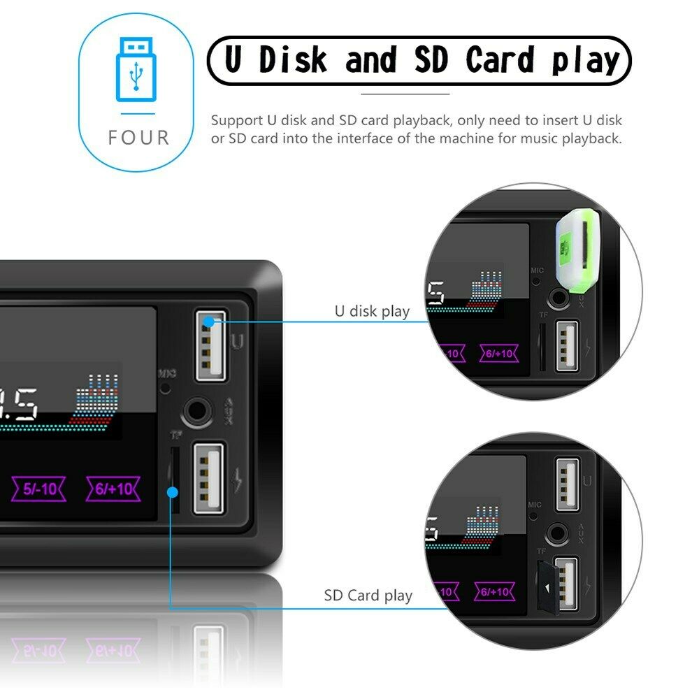 Single-DIN Touch Screen HD Car Stereo In Dash MP3 Player Bluetooth FM USB Radio
