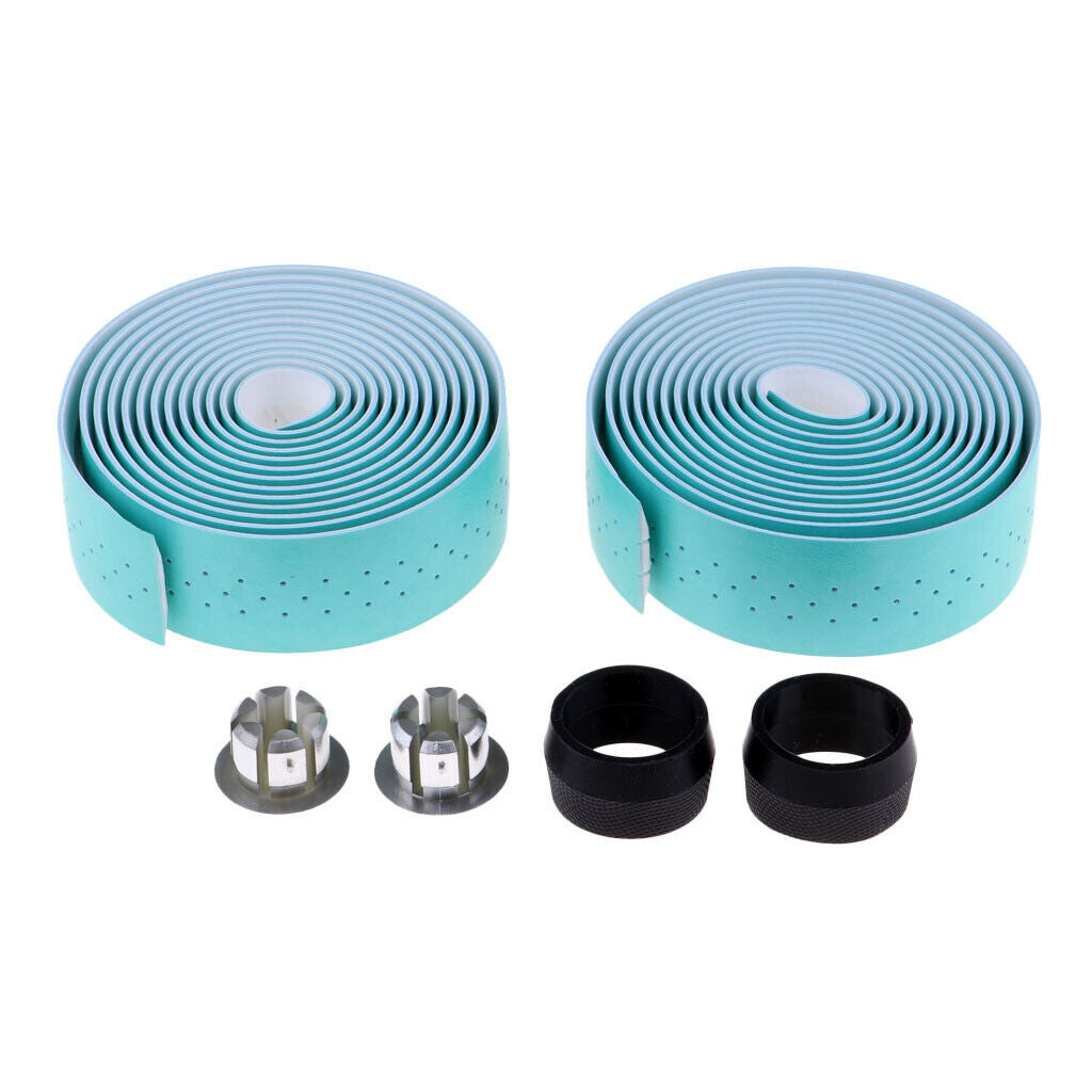 Road Bike Bicycles Non-Slip Handlebar Ribbon Tapes Bar Plugs Accessory Blue