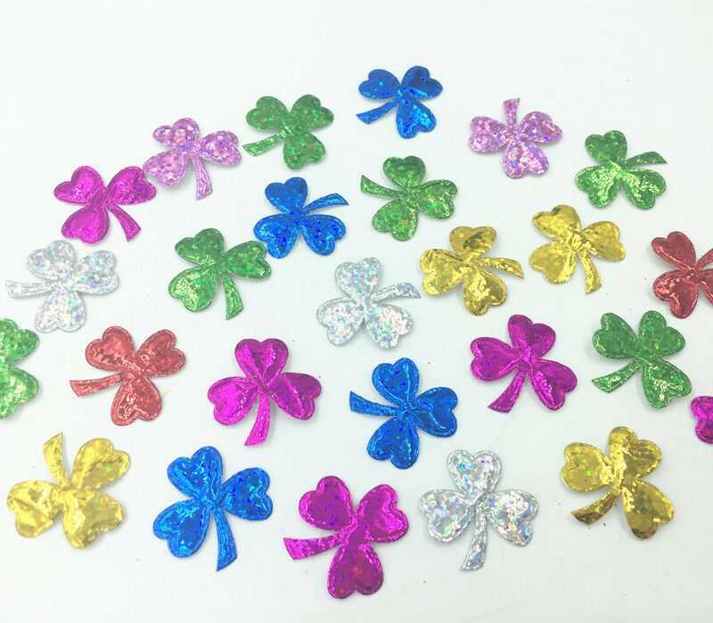 100X Shiny Applique Heart-shaped petals Fabric Patch diy craft Decoration 22mm