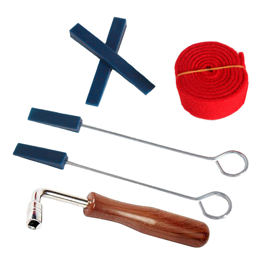 Set of 6 Rubber Mute+Wrench+Temperament Strip DIY for Grand/Upright Piano Tuning