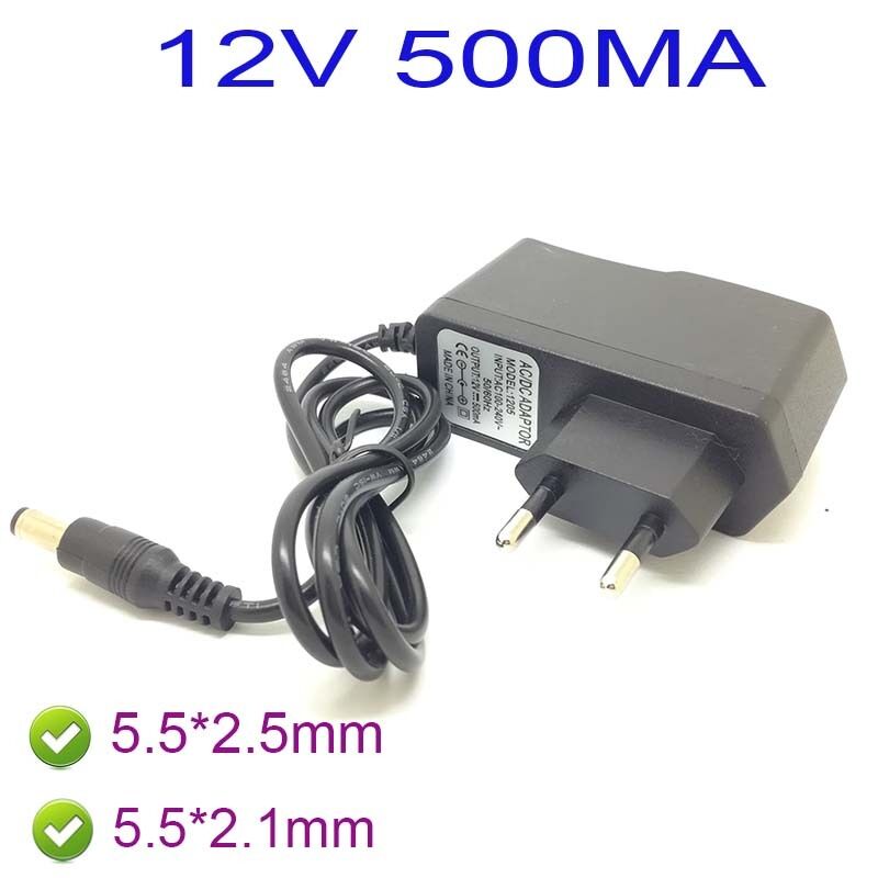 AC 100-240V Adapter DC 12V 500mA 0.5A Power Supply Charger 5.5 x 2.5MM Eu PLUG