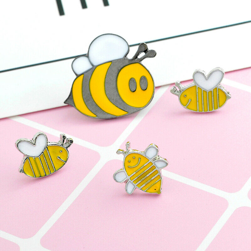 4Pcs Cartoon Enamel Little Bee Insect Lapel Collar Pin Corsage Brooch Jew.l8