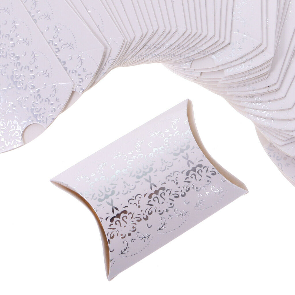50pcs Pillow Shape Flower Candy Boxes Gifts Wedding Favors