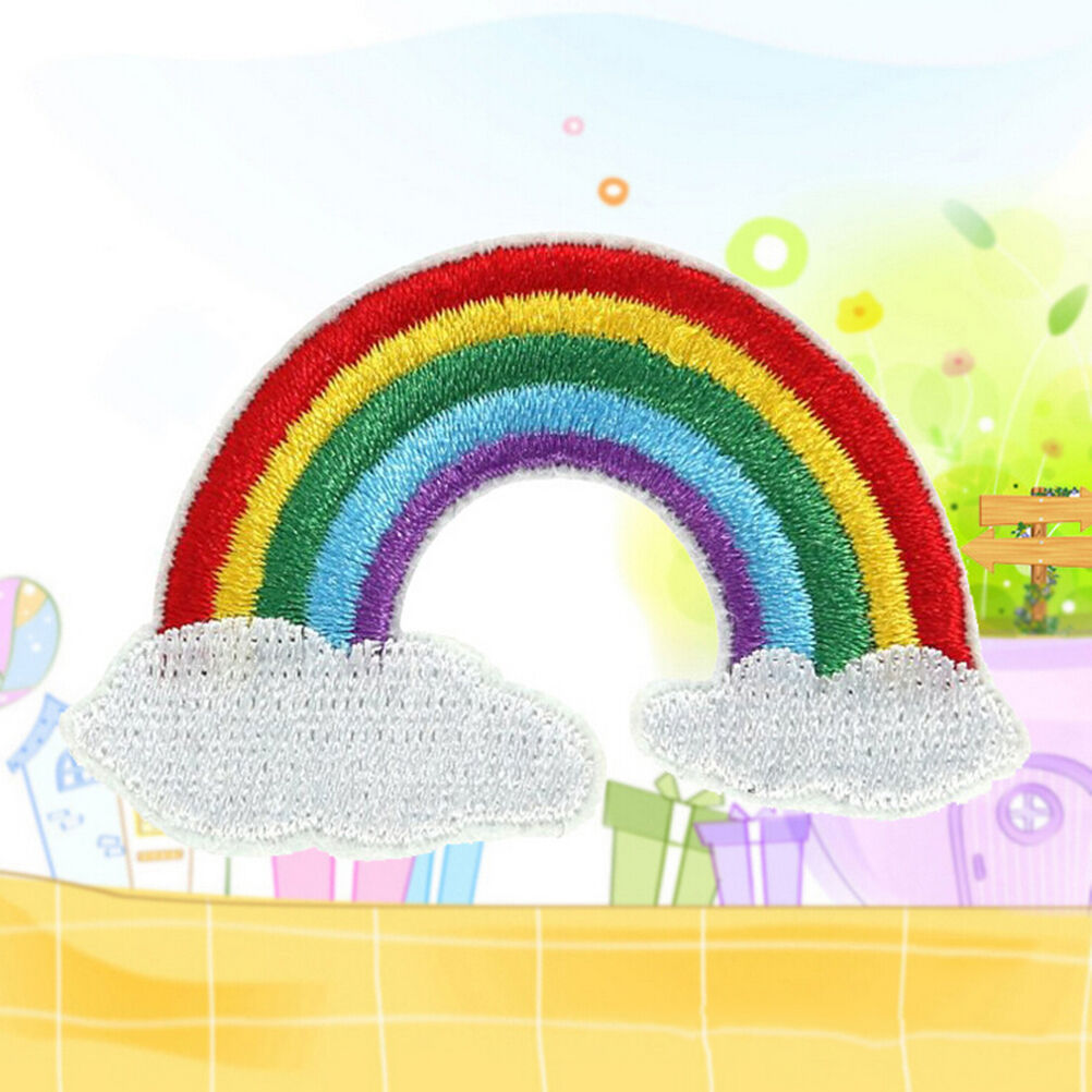 2X Rainbow Peace God Love Cloud Iron on Patch Applique Sew Badge Embroide.l8