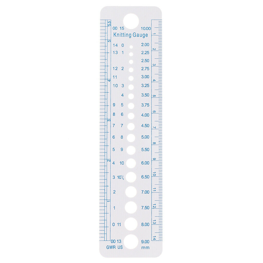 Sizer Knitting  Gauge Tool Ruler PLASTIC ART CRAFT US And UK Sizes