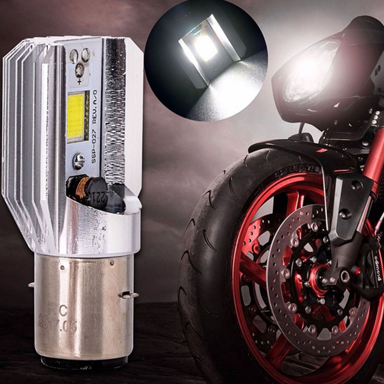 8V-80V BA20D H6 COB LED Motorcycle Headlight High/Low Beam Light Bulb lamps 12W