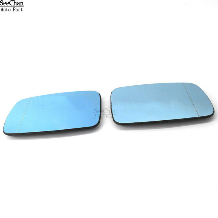 2x For BMW E38 95-01 E39 00-03 LH+RH Heated Blue Door Rearview Wing Mirror Glass