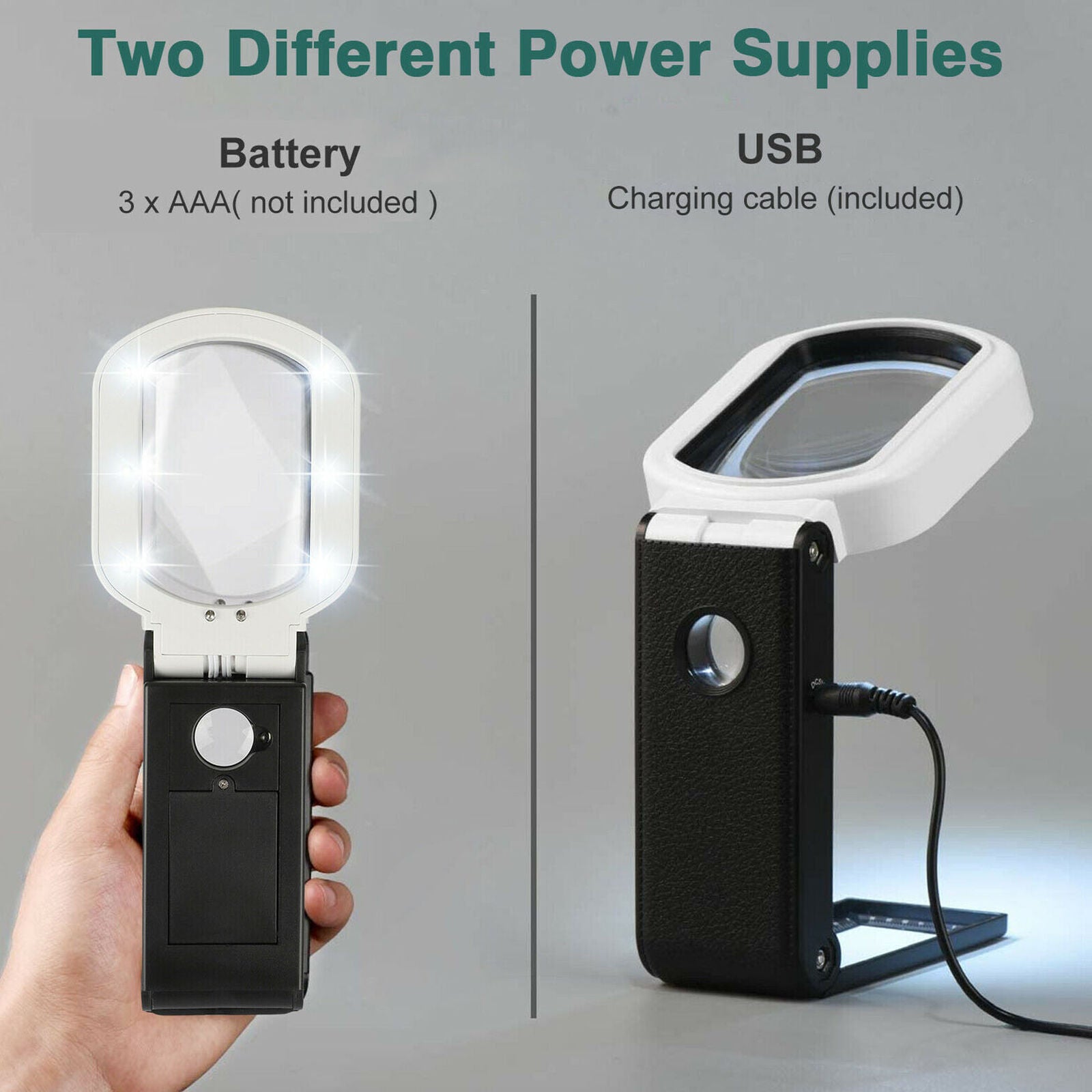25X 10X Magnifying Glass With Light 9 LED Lamp Magnifier Foldable Stand Table