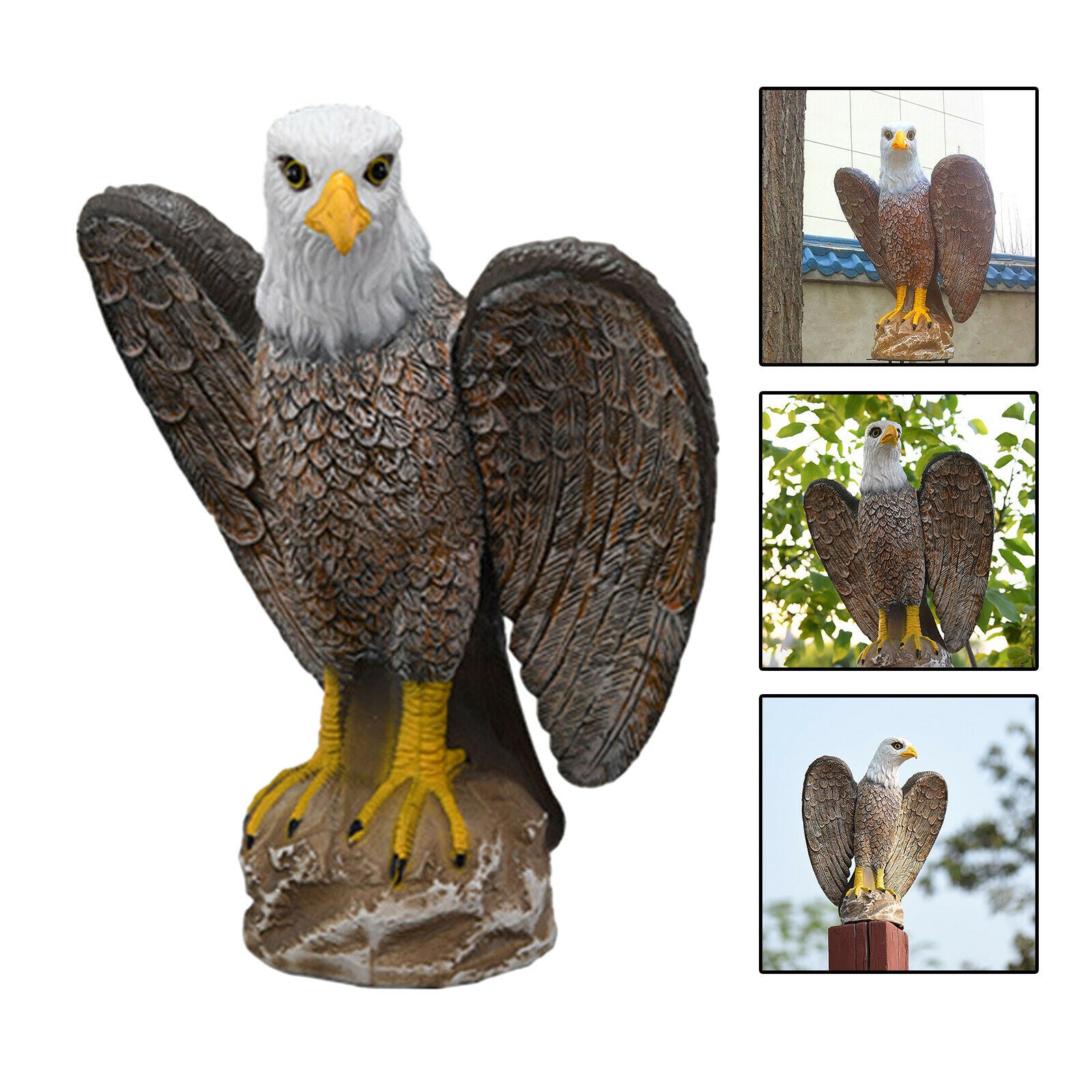 Eagle Decoy Plastic Bird Crow Pigeon Deterrent Statue Lawn Pest Control