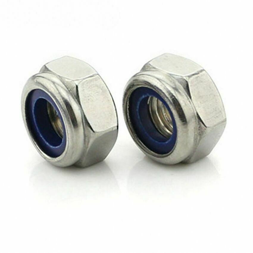 M10 Hex Hexagon Nylon Insert Lock Nut Self–locking Nyloc Locknut 2pcs