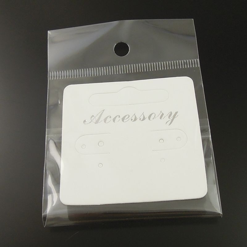 5cm White Paper Cards 100 pcs Jewelry Display Hanging Cards with Bags 12x6cm