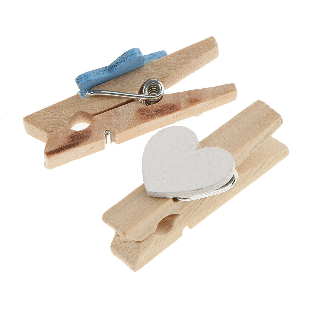 50pcs      Wood   Heart   Star   Pegs   Craft   Wedding   Hanging   Photo