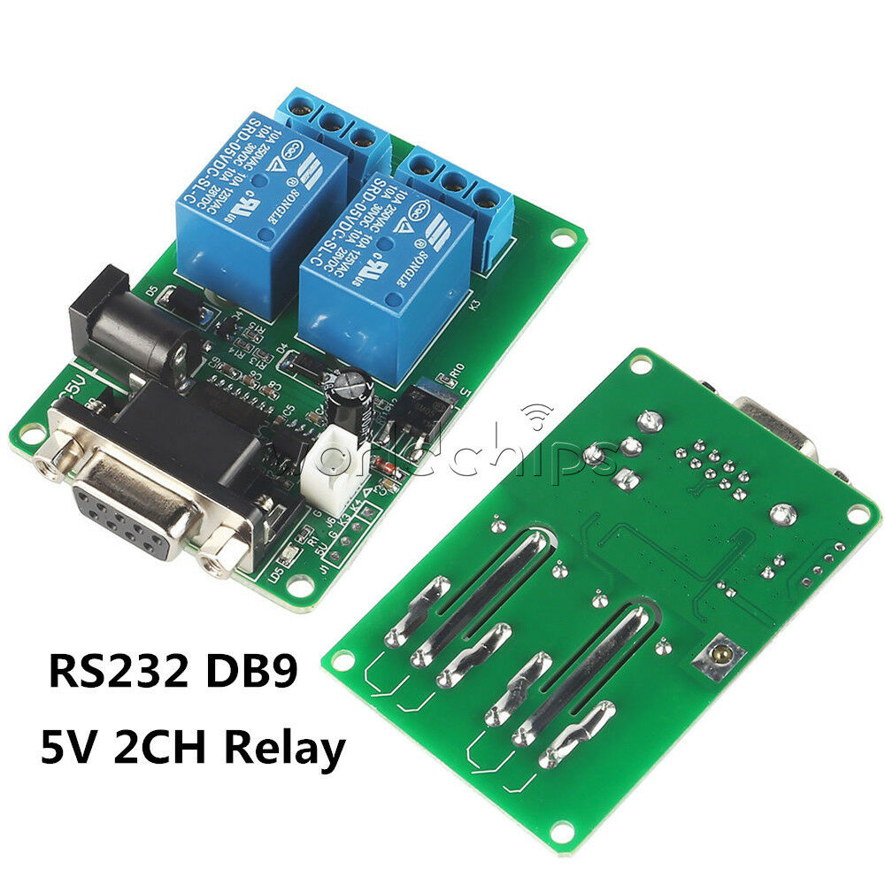 DC 5V 2CH RS232 DB9 Serial Control Relay 9-12V 2 Channel Switch Board for SCM PC