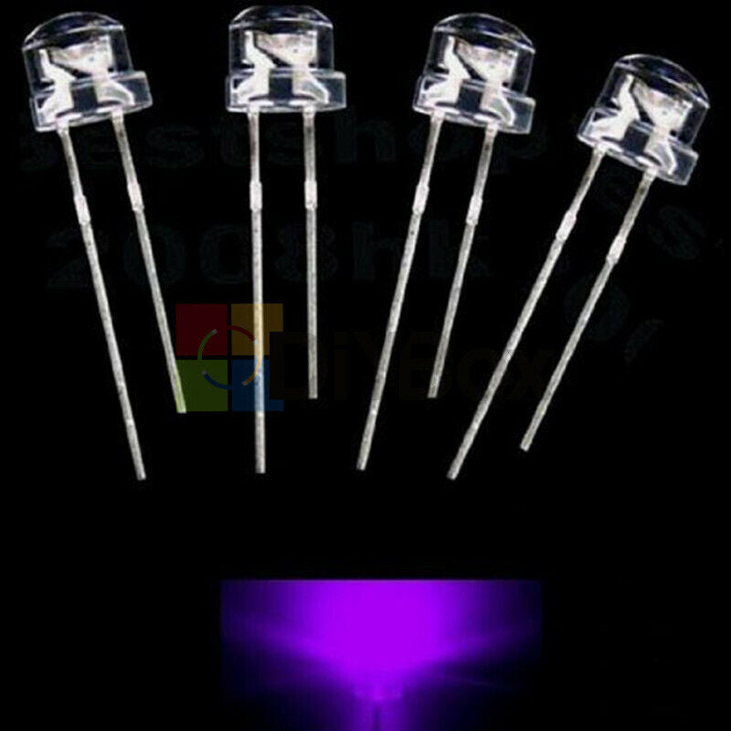 100Pcs 5mm Straw Hat UV Purple Super-Bright LED Light Emitting Diode