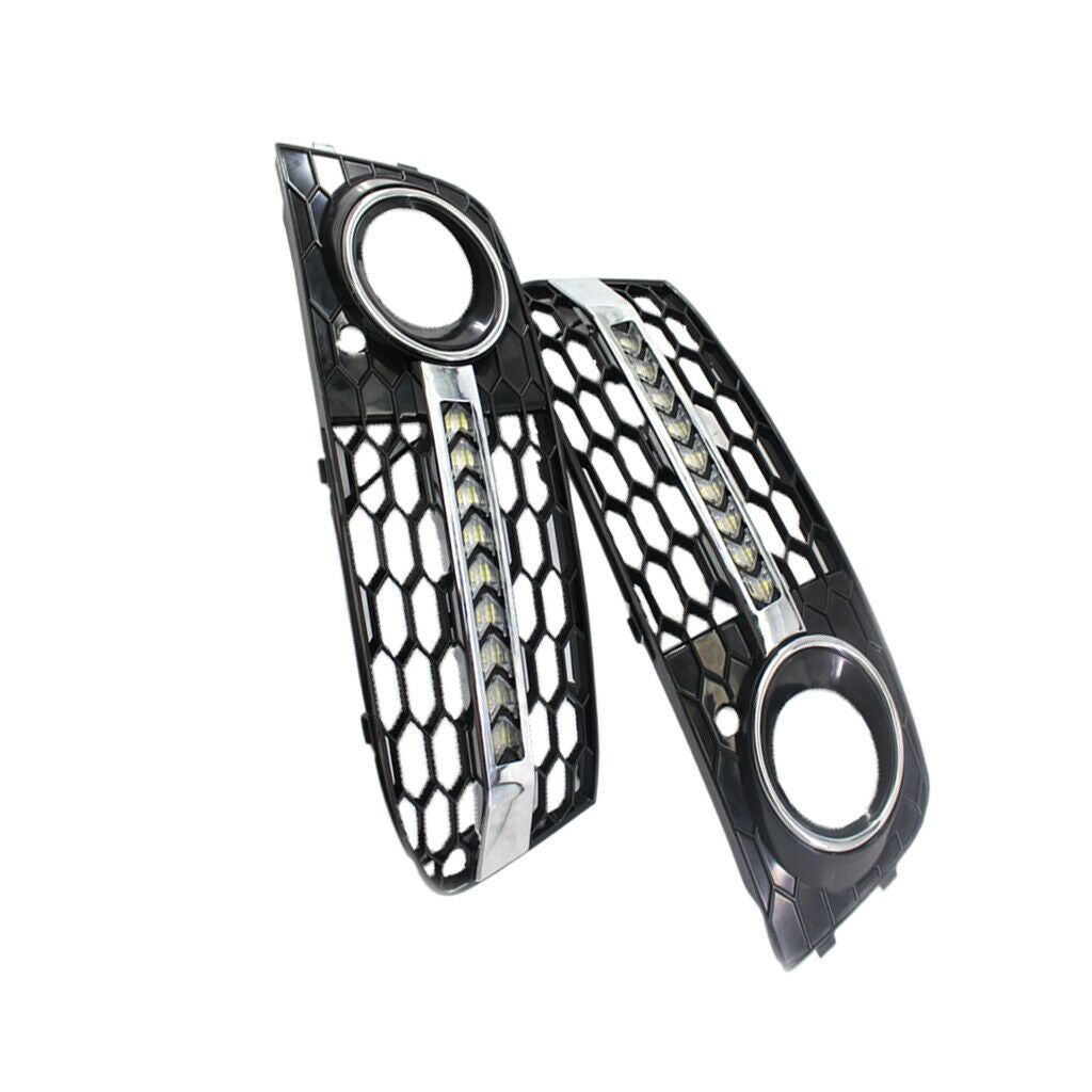 Car Front Bumper Fog Light Lamp Grill Grille Cover for Audi A4 B8 09-11