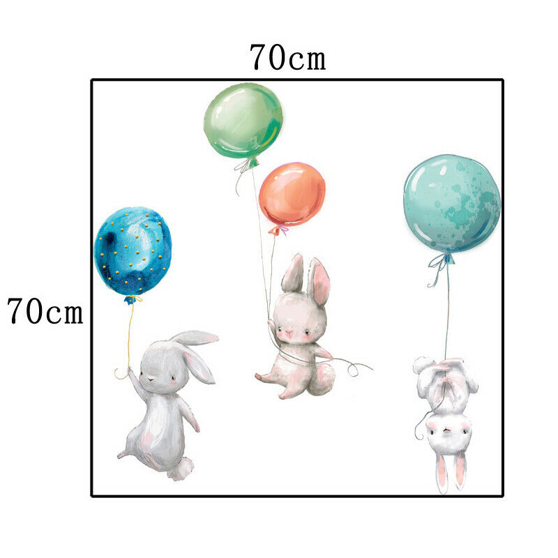 Colorful Balloon Rabbits Wall Stickers Decoration Grey Rabbits for Bedro.l8