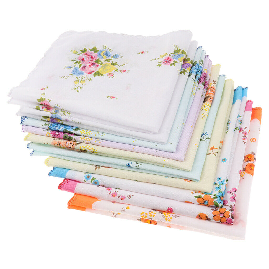 Pack of 10 Assorted 100% Cotton Handkerchiefs Hankies Pocket Square Gift 30x30cm