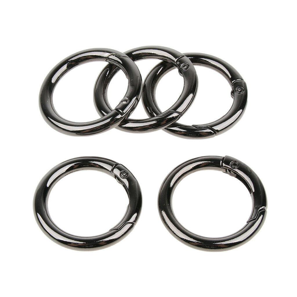 5x Zinc Alloy Round Spring Buckles Snap Hook Keychain Camping Black 25mm