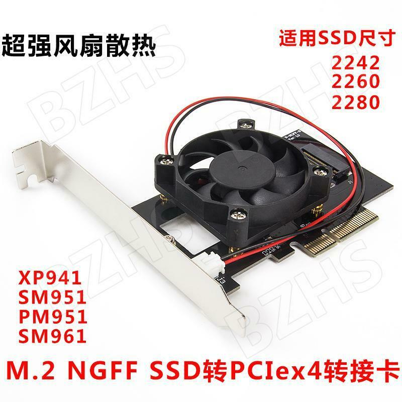 PCI-E 3.0 X4 Lane Host Adapter Converter Card M.2 M Key Ssd To Nvme+Fan
