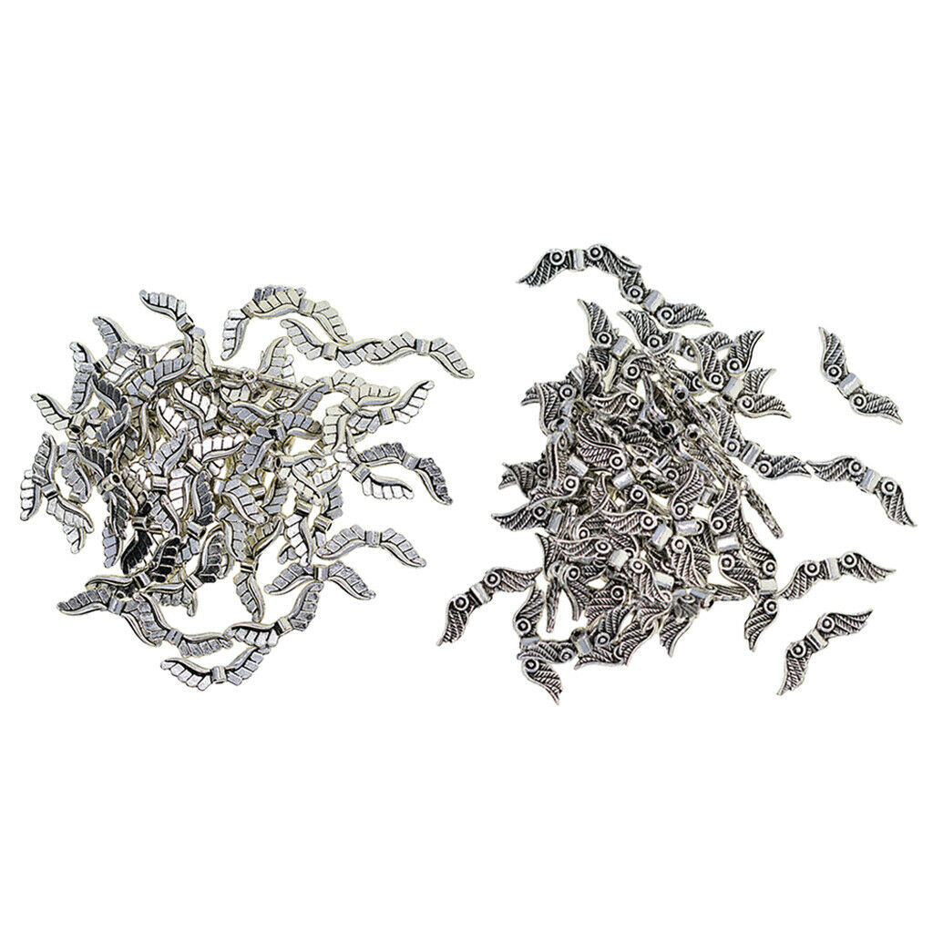 100pcs 23x8mm Angel Wings Charm Pendant Beads Jewelry Necklace