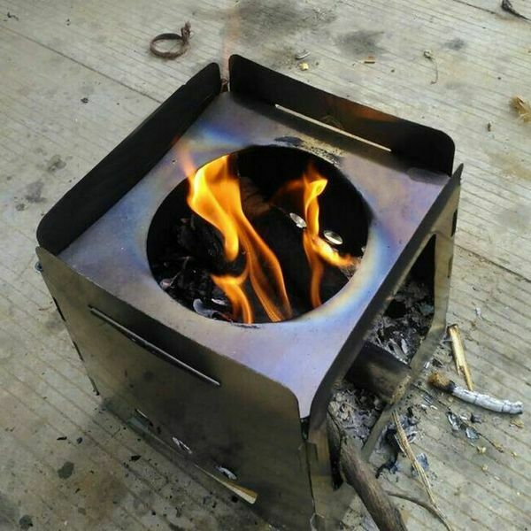 Camping Portable Folding Outdoor Camping Wood Stove Cooking Survival Burning