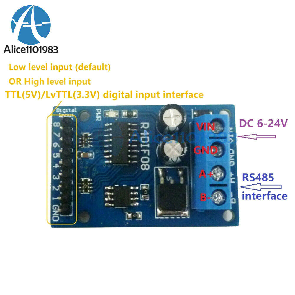DC 12V 8 Channel Digital Input Module RS485 Modbus RTU Switch Acquisition Board