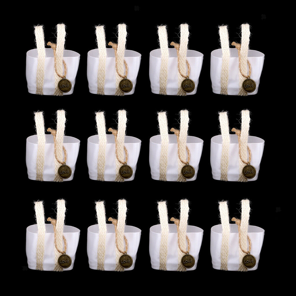 12pcs New Love Pendant Small Sweets Candy Bags with Handle Wedding Favor