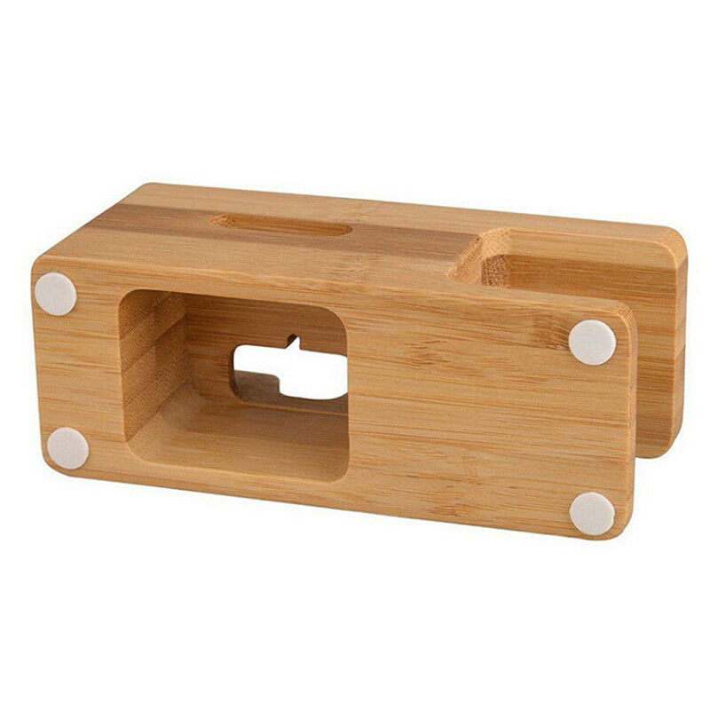 Bamboo Wood Charging Station Charger Dock Stand Holder For  Watch iPho C JvJ Tt